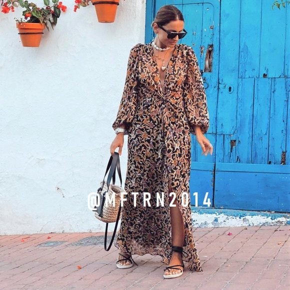 SOLD! ZARA Long Dress with Knot Detail - Picture 9 of 16